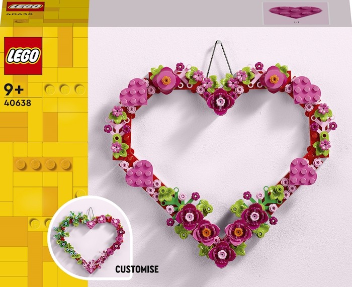 Lego® 39613, 6254513 plaque forme de coeur 3x3 rose foncé